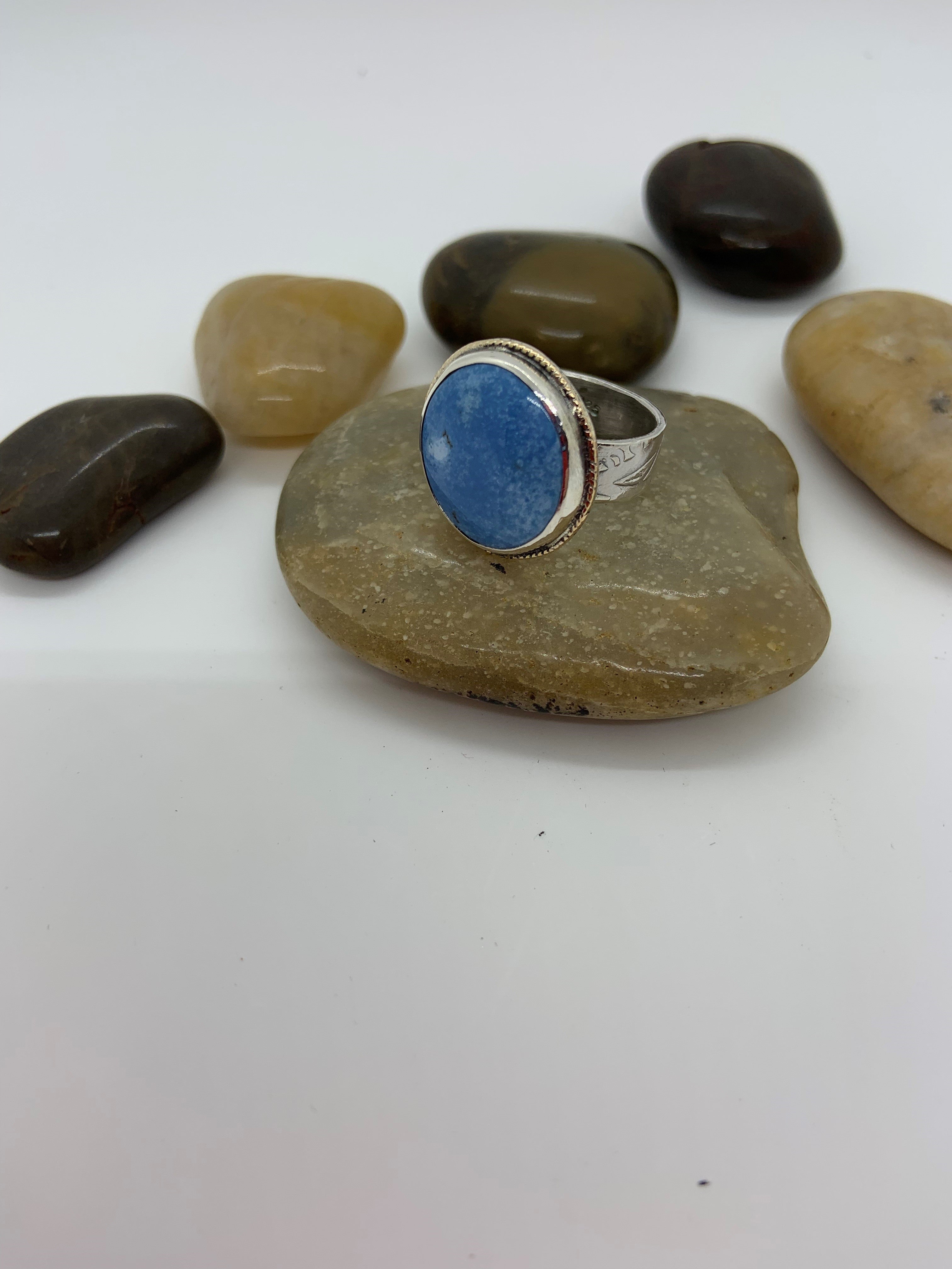 Golden Hills Turquoise sterling silver ring with 14 k gold-filled twisted wire