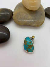 Load image into Gallery viewer, Royston Turquoise and tube set citrine sterling silver pendant
