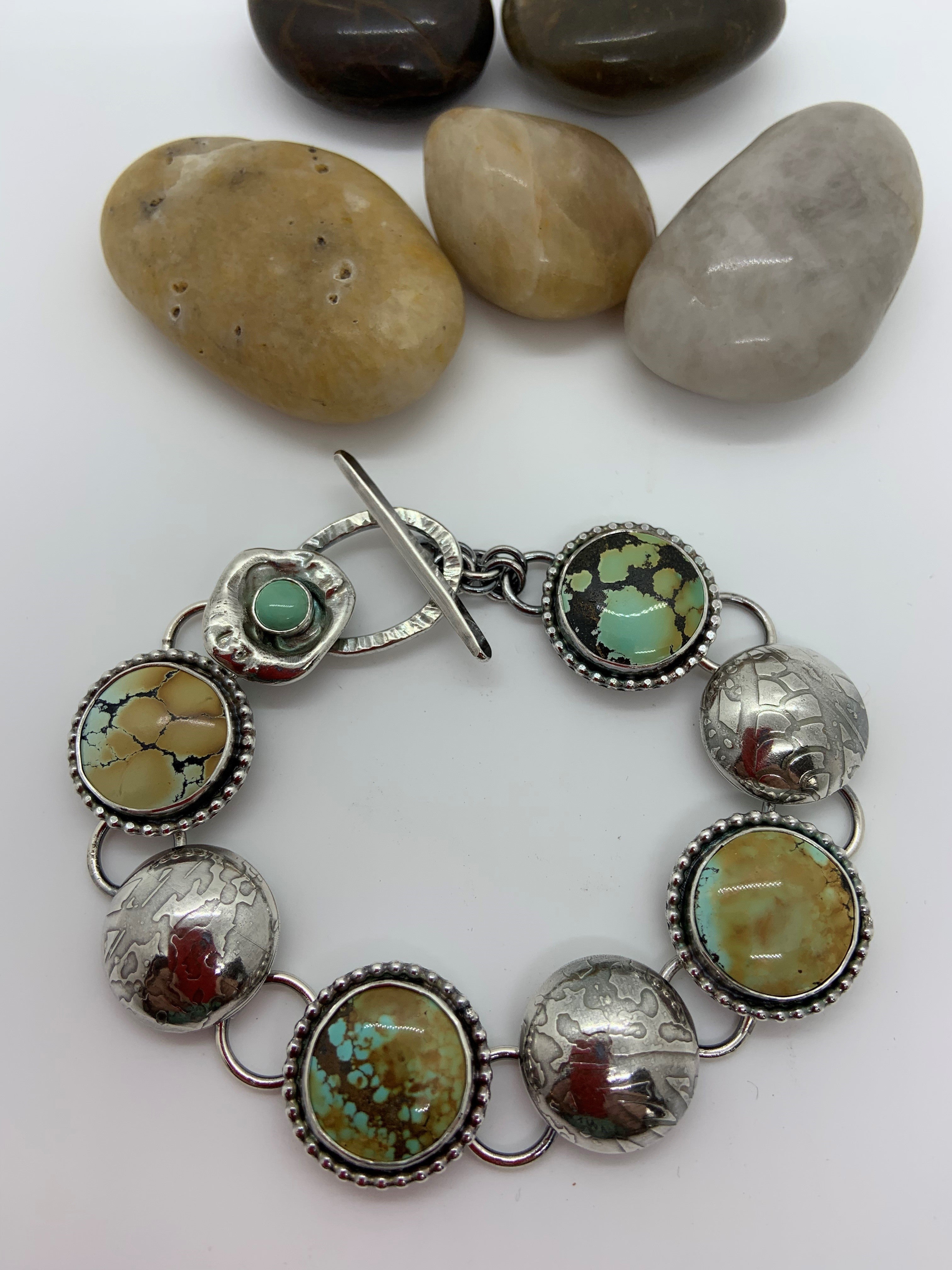 Sterling silver and Treasure Mountain turquoise bracelet.
