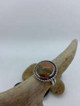 Load image into Gallery viewer, Unakite sterling silver ring.
