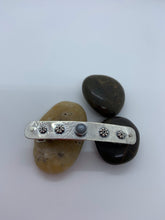 Load image into Gallery viewer, Sterling silver barrette with gray moonstones.
