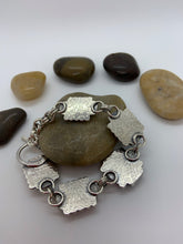 Load image into Gallery viewer, Sterling silver and Treasure Mountain turquoise bracelet.
