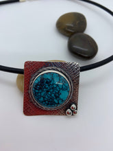 Load image into Gallery viewer, Sterling silver and Turquoise on 4 mm  18 inch leather cord
