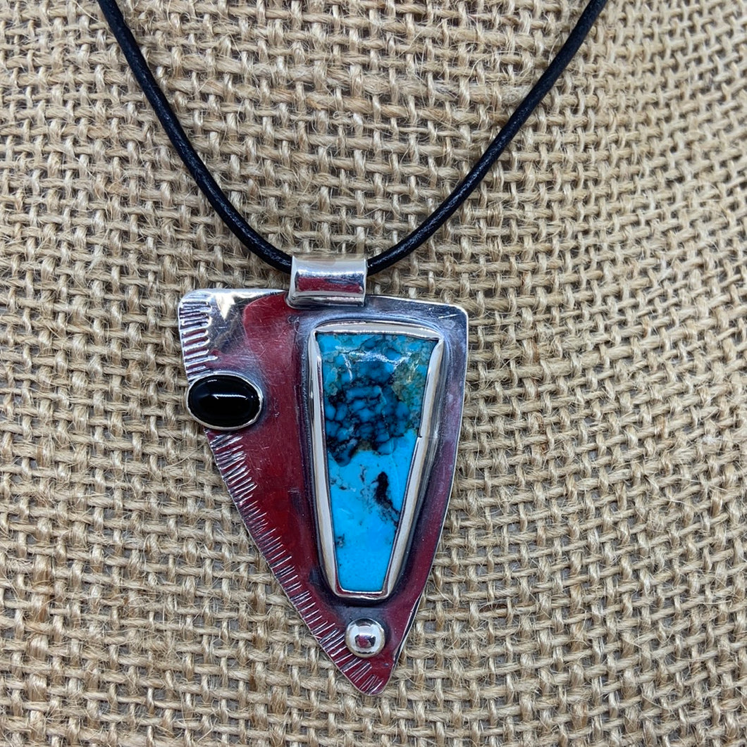 Turquoise and Onyx Pendant