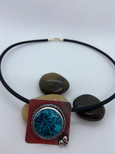 Load image into Gallery viewer, Sterling silver and Turquoise on 4 mm  18 inch leather cord
