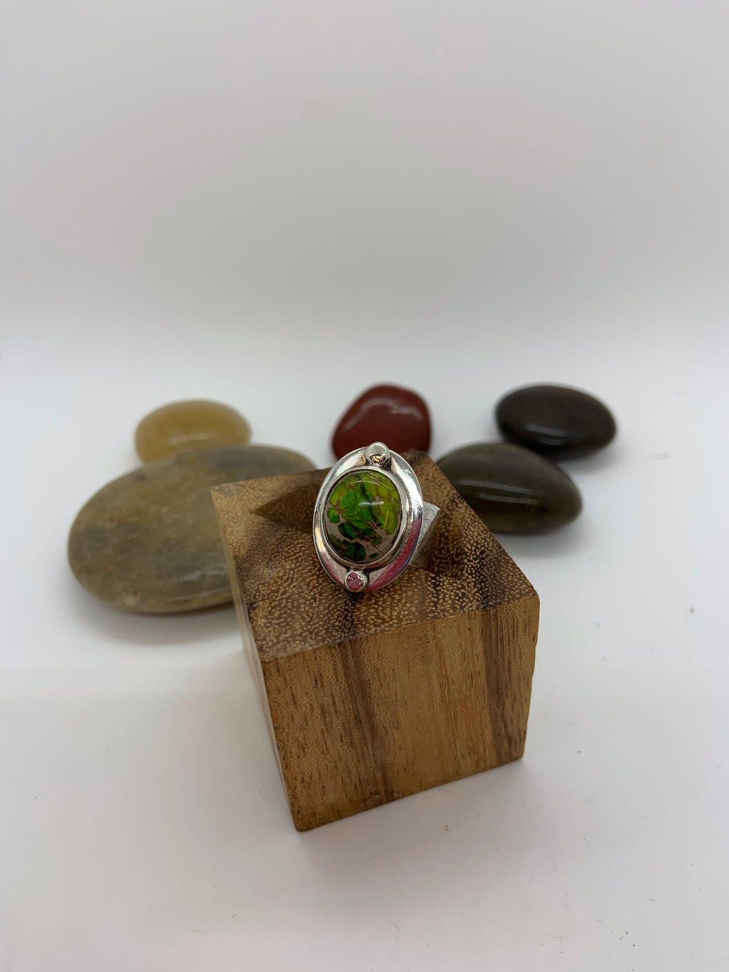 Green Sediment Stone sterling silver ring