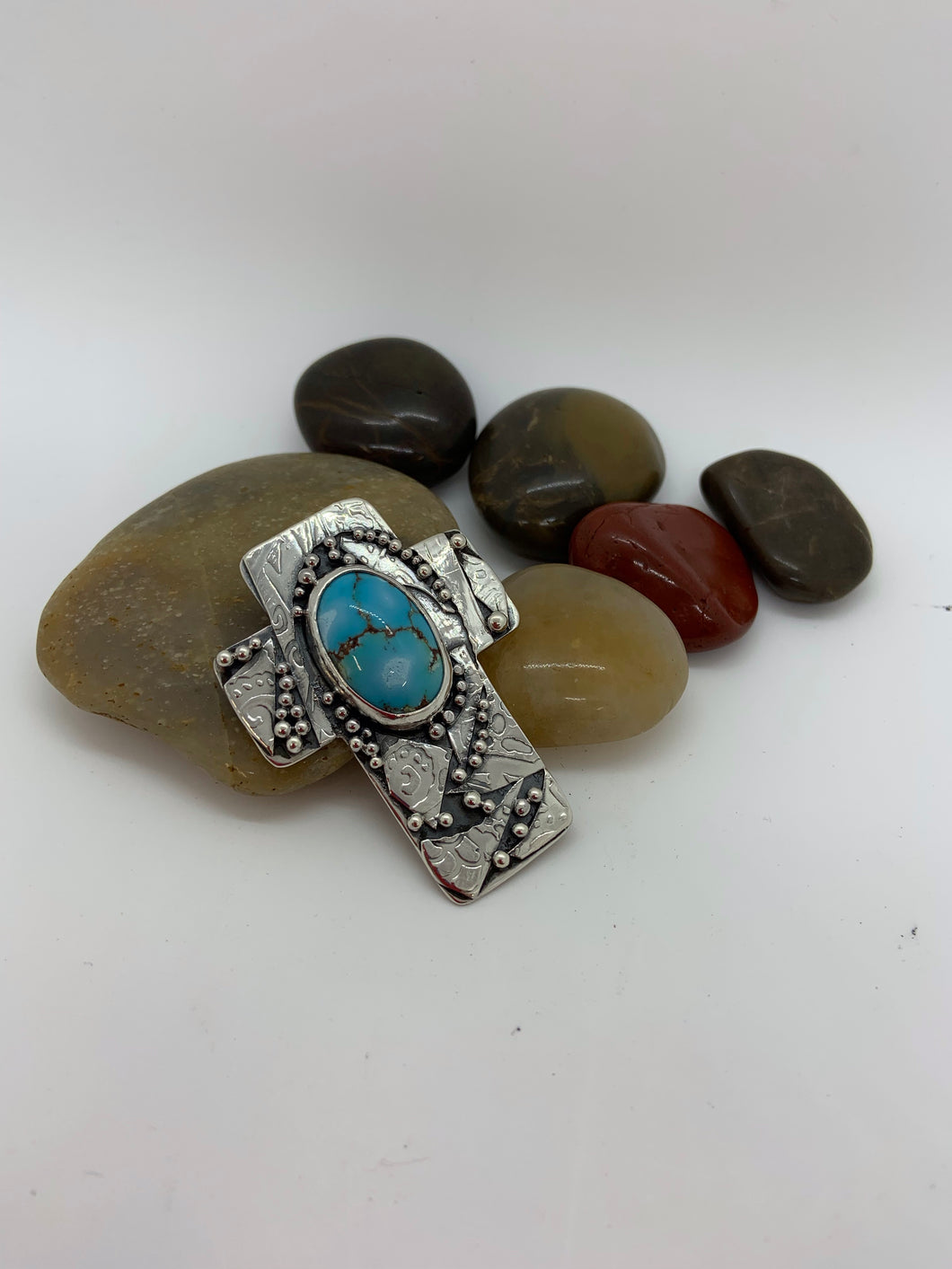 Golden Hills Turquoise and Sterling Silver Cross Pendant