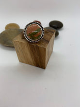 Load image into Gallery viewer, Unakite sterling silver ring.
